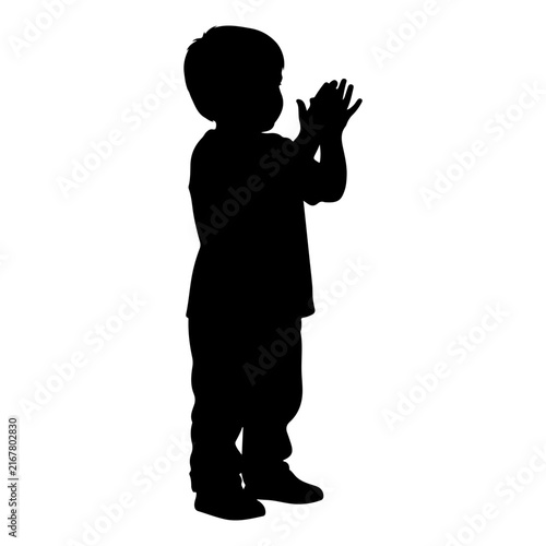 Photography Silhouette of Child Praying with Hands Together.