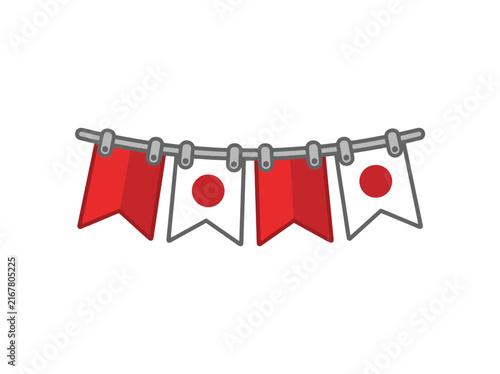 Japan flag bunting decoration for national celebration. SVG Editable. Vector Illustrations.