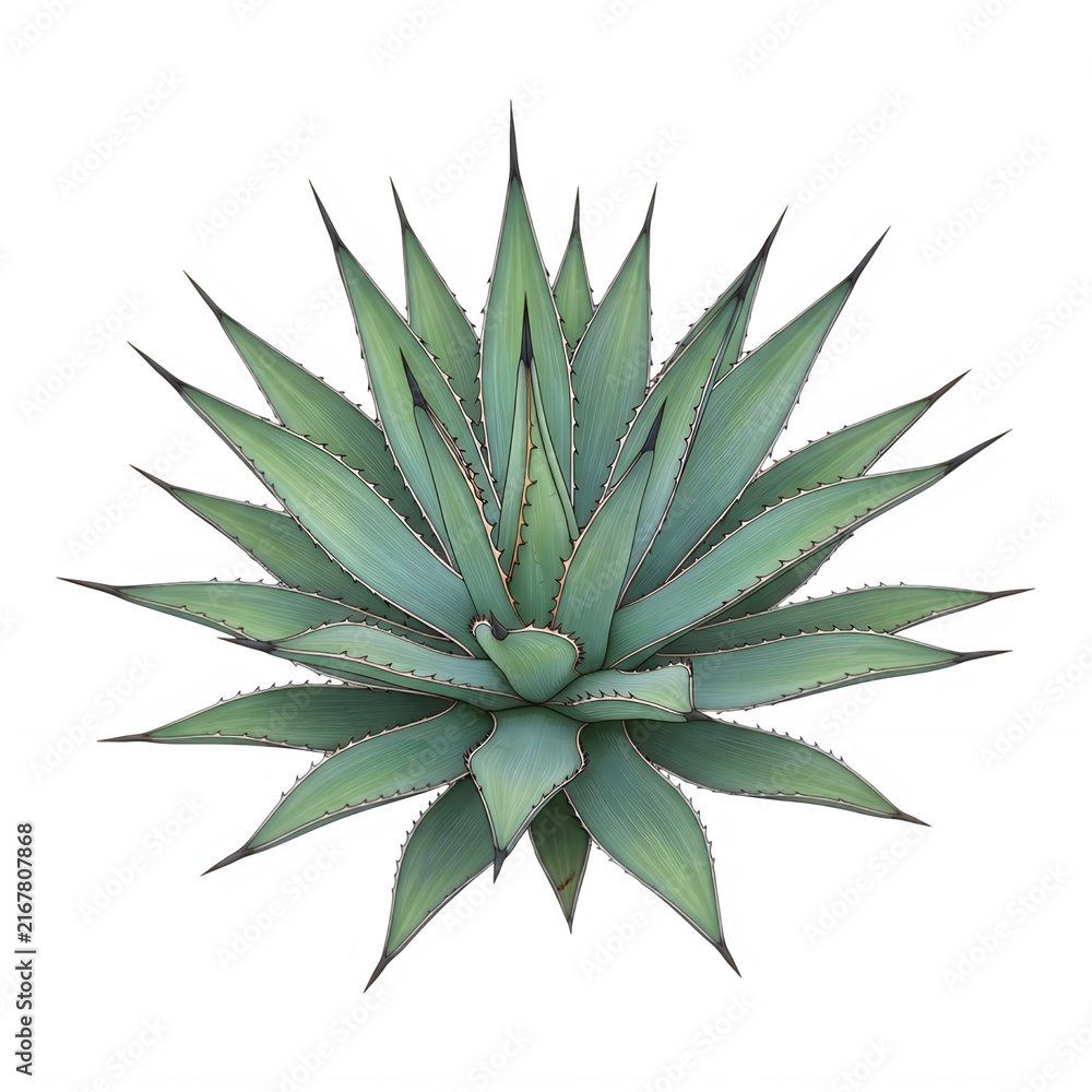 Fototapeta premium Agave plant with spiky green leaves
