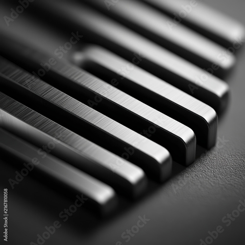 Close-up of black and white piano keys showing texture and depth in a musical instrument
