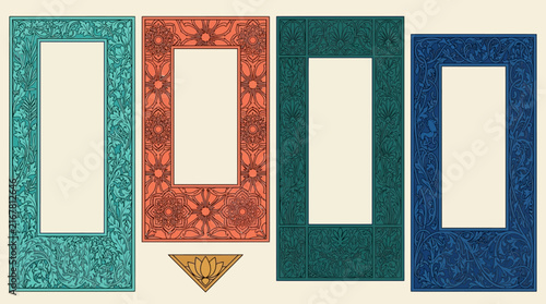 ornamental decorative frames featuring botanical patterns and floral designs offering vintage elegance for creative projects