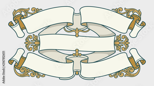 ornate banner design vintage scroll decorative frame with heraldic elegance ideal copy space for titles.