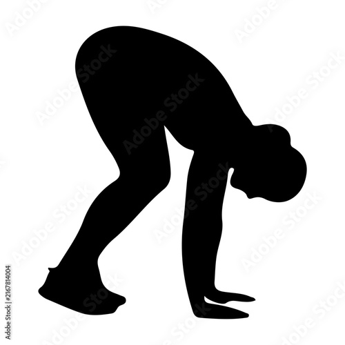Silhouette of a Person in Starting Position for Exercise or Yoga.