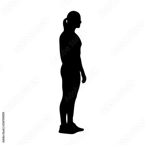 Silhouette of a Woman Standing in Profile.
