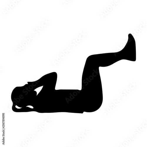 Silhouette of Person Lying on Back with Legs Raised.