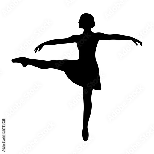 Quadro su tela Silhouette of a Female Ballet Dancer Performing Graceful Pose.