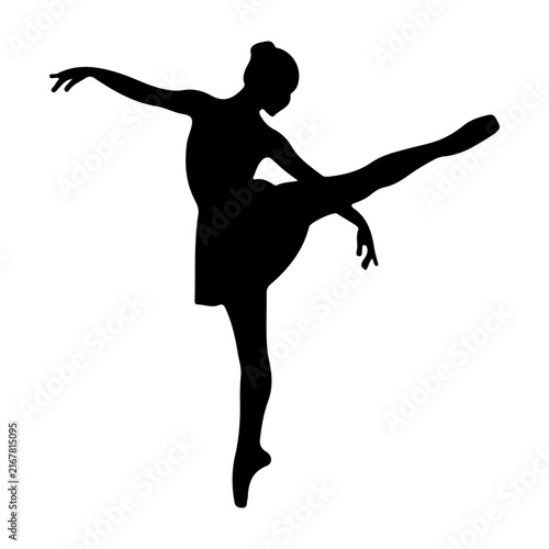 Foto Silhouette of Female Ballet Dancer Performing Graceful Leap.