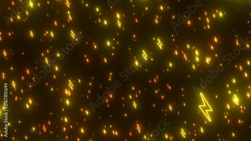 Millions Of Electric Lightning Bolt Symbol Shapes Flying At Camera - 4K Seamless VJ Loop Motion Background Animation