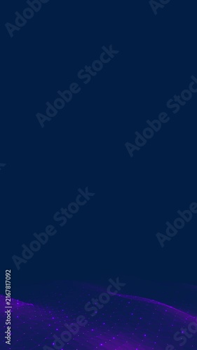 Purple digital wireframe wave glowing on dark background for tech video reel