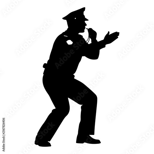 Silhouette of a Police Officer Singing and Dancing.