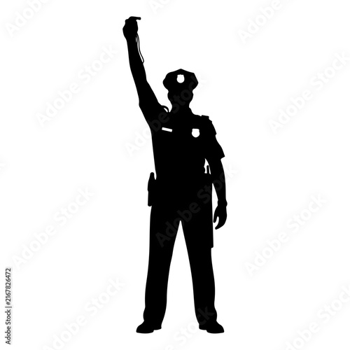 Silhouette of Person Raising Hand in Gesture of Victory.