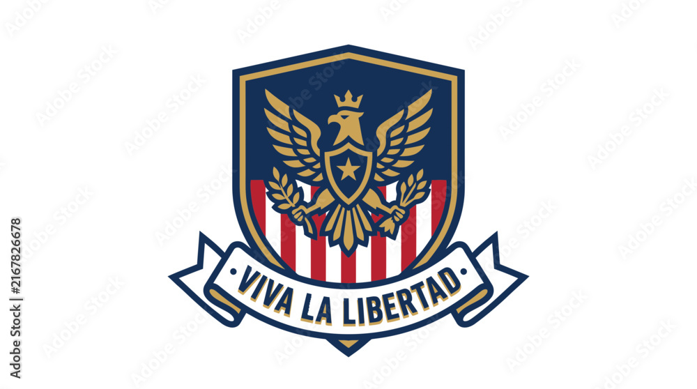 Fototapeta premium Heraldic Eagle Emblem with Star and Laurel Wreath