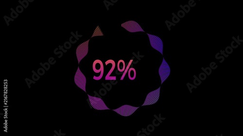 Futuristic Loading Ring Animation. Colorful progress ring animation with a centered 100 percent indicator and smooth looping motion.