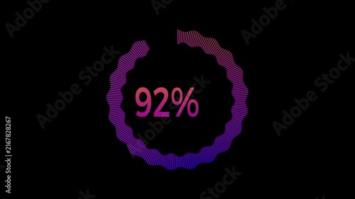 Futuristic Loading Ring Animation. Colorful progress ring animation with a centered 100 percent indicator and smooth looping motion.