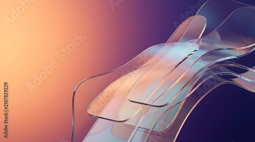 Overlapping Iridescent Glass Plates Graphic Design Surface