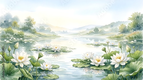 Serene Water Lily Pond Peace Background