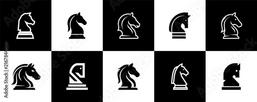 Chess Knight Horse Icon Set Vector Design
