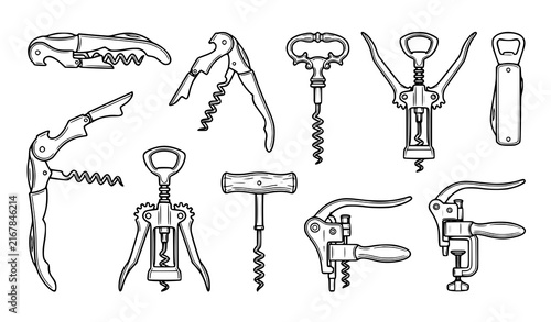 Wine Opener and Corkscrew Collection with Manual Bottle Openers, Waiter Tools, Lever Corkscrews and Bar Accessories