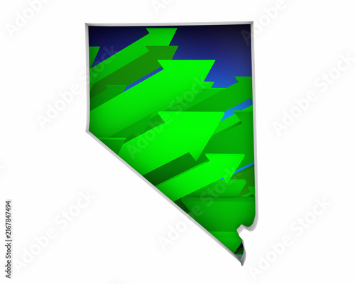 Nevada NV State Map Arrows Increase Up On the Rise Growth Data 3d Illustration