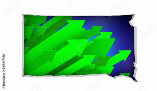 South Dakota SD State Map Arrows Increase Up On the Rise Growth Data 3d Illustration