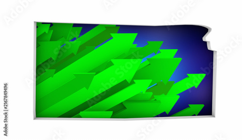 Kansas KS State Map Arrows Increase Up On the Rise Growth Data 3d Illustration