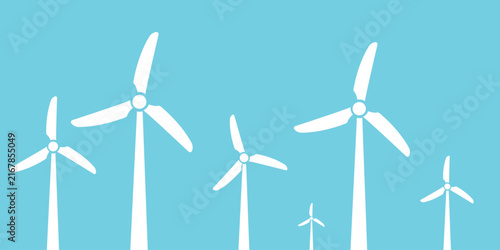 Wind Turbine Renewable Energy Illustration on Blue Background
