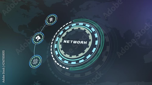 Futuristic network infrastructure concept with interconnected servers, digital communication, data routing, cybersecurity systems and global enterprise technology.