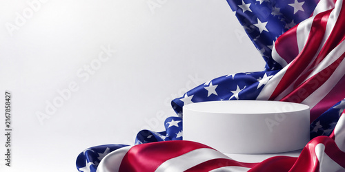 Patriotic American Flag Product Podium With Copy Space