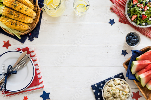 Labor Day Picnic Food Flat Lay With Copy Space