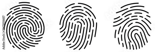 Foto Fingerprint icons featuring biometric thumbprint scan symbols for security, iden