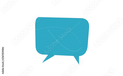 Blue speech bubble icon isolated on white background for digital communication design.