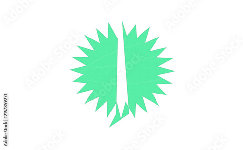Green starburst speech bubble icon isolated on white background