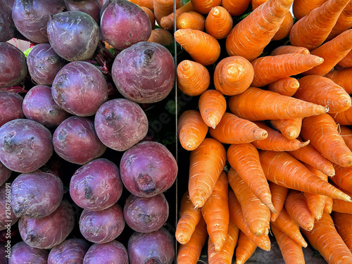 Fresh beetroots and carrots
