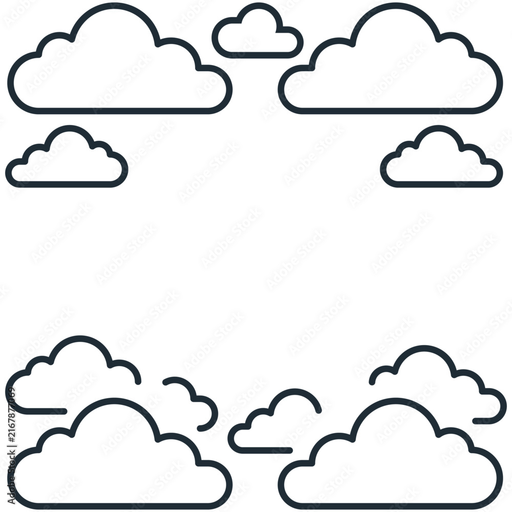 Obraz premium Simple minimal outline cloud frame border for text copy space