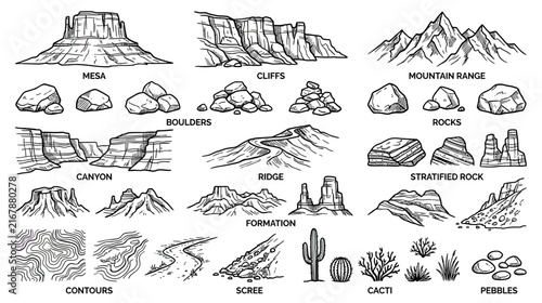 Hand-drawn Natural Landscape Elements Collection