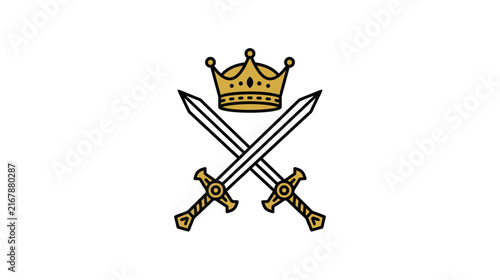 Isolated Crown and Crossed Swords Emblem