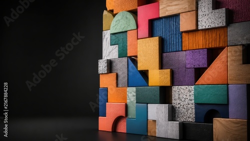 Neurodiversity concept with colorful blocks on black background