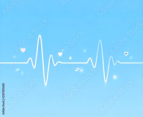 Light Medical PowerPoint Background with ECG Waveform, Hospital Cross and Soft Negative Space