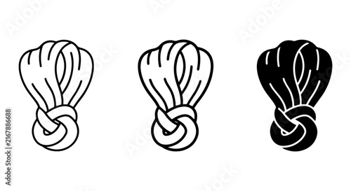 Knot Icon Set, Nautical Rope Symbol, Marine Binding Graphic, Simple Line Art