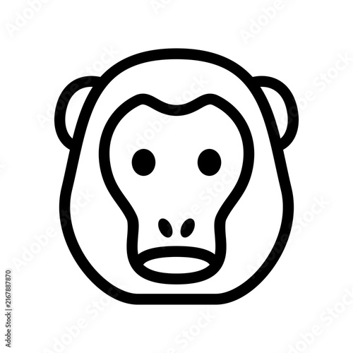 Monkey Head, Primate Icon, Simple Illustration