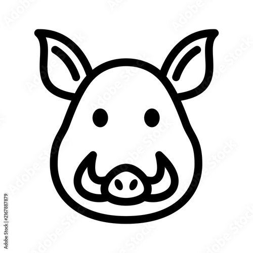 Boar Icon, Wild Animal Line Style Vector
