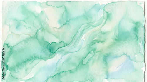 Mint green watercolor fluid texture background Generative AI