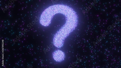Question Mark Figure Formed From Sparkling Luminous Glow Particles - 4K Seamless VJ Loop Motion Background Animation