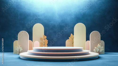 platform podium with  curtain product presentation background