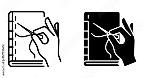 Obraz na płótnie Hand Sewing Book Binding Icons, Crafting & DIY Vector Art, Needlework & Stitchin