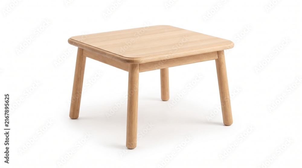 Fototapeta premium Natural Wooden Table with Minimalist Design Isolated on White Background
