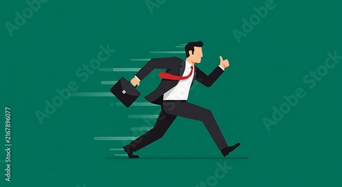 Running businessman illustration speed career and success in business