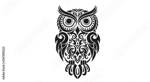 Detailed owl face with patterns.