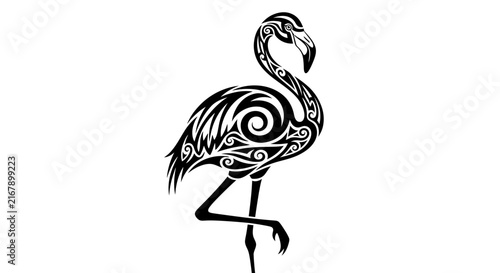 Black and white flamingo bird design.