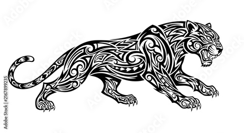 Black Panther with Tribal Tattoo Design.